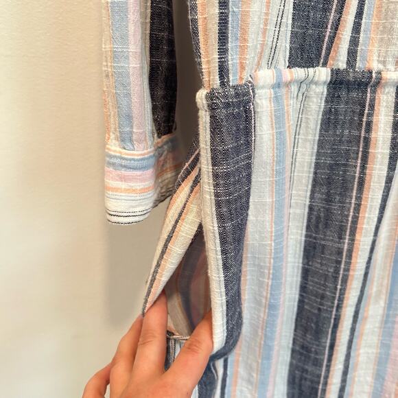 Xirena Sorento Striped Button Tie Tunic Dress Pink Size M - Picture 7 of 8